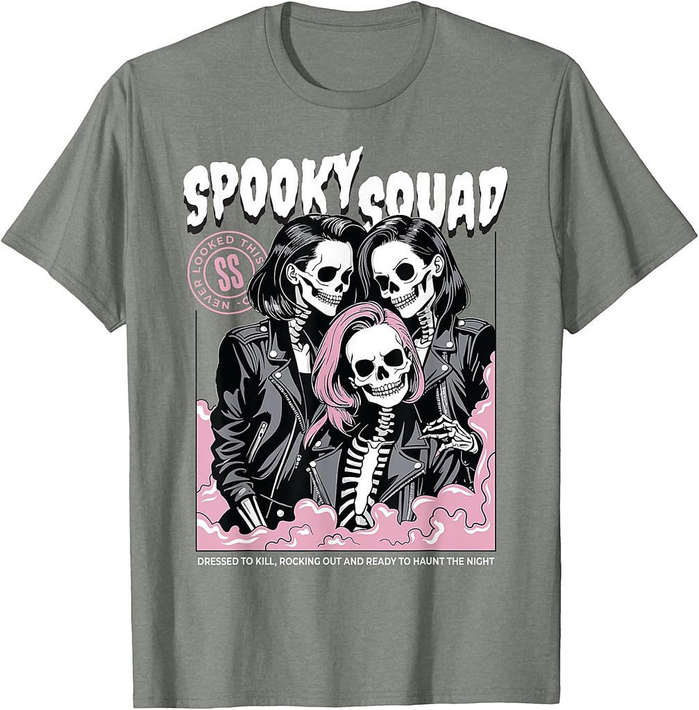 Spooky Squad Skeleton Matching Halloween Group Women Girls T-Shirt