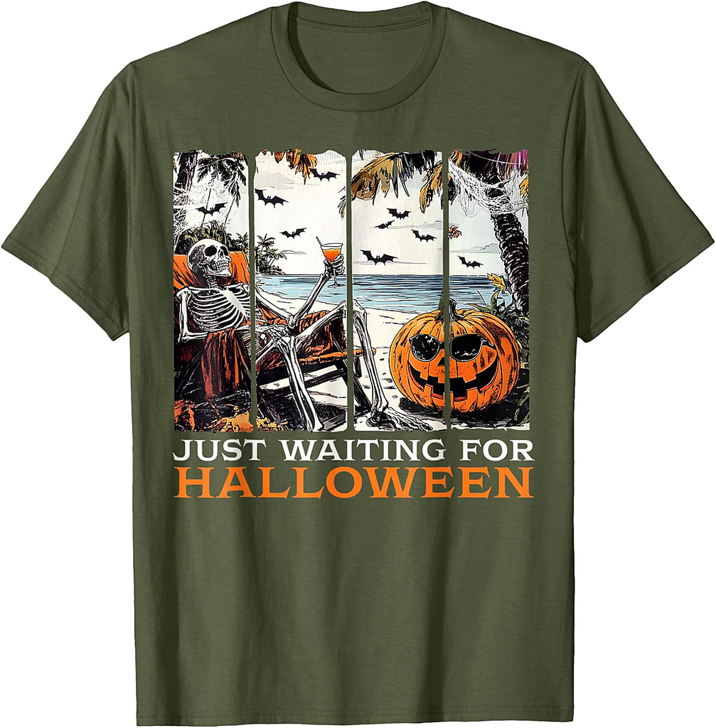 Spooky Summer Skeleton Just Waiting For Halloween T-Shirt