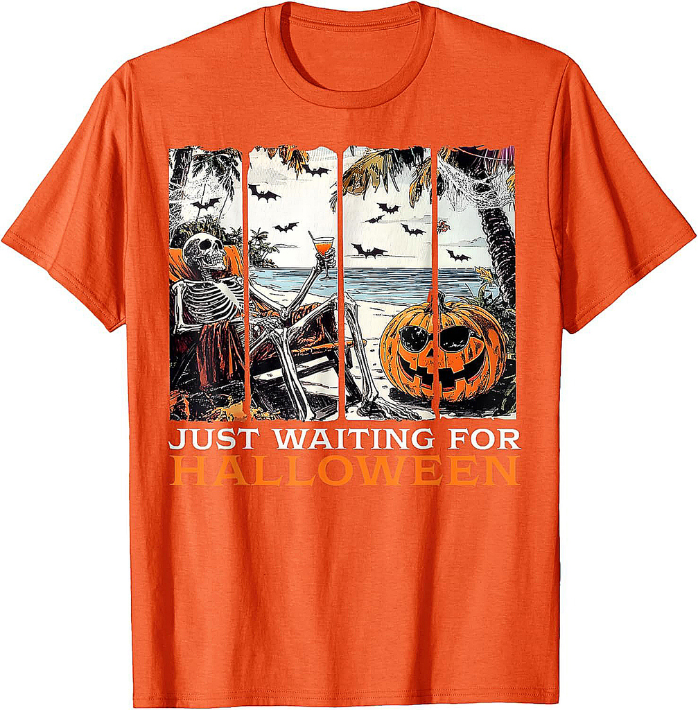 Spooky Summer Skeleton Just Waiting For Halloween T-Shirt