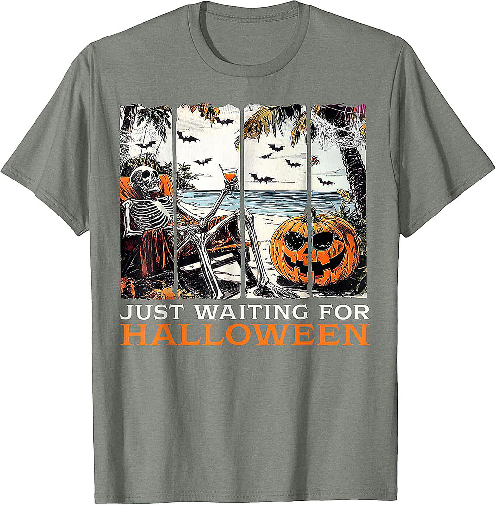 Spooky Summer Skeleton Just Waiting For Halloween T-Shirt