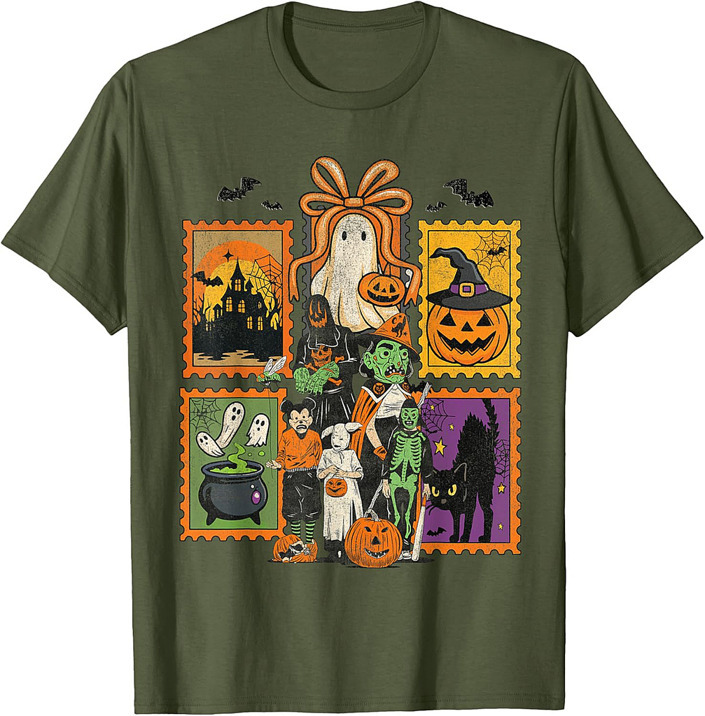 Spooky Vibes Tarot Halloween Ghost retro Pumpkin T-Shirt