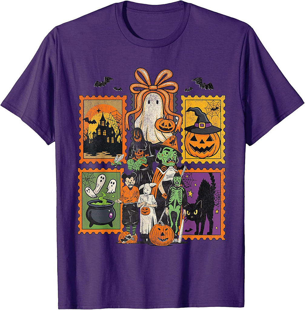 Spooky Vibes Tarot Halloween Ghost retro Pumpkin T-Shirt
