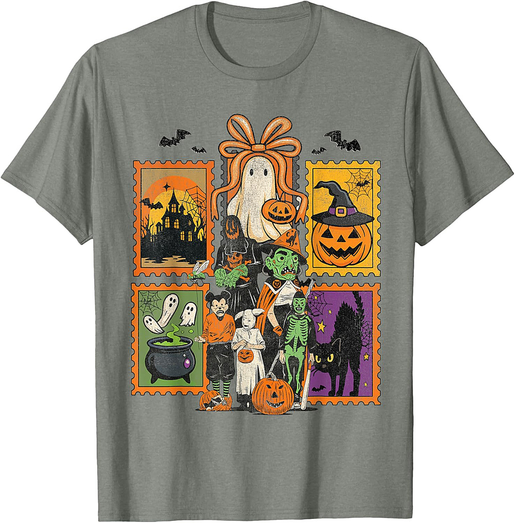 Spooky Vibes Tarot Halloween Ghost retro Pumpkin T-Shirt