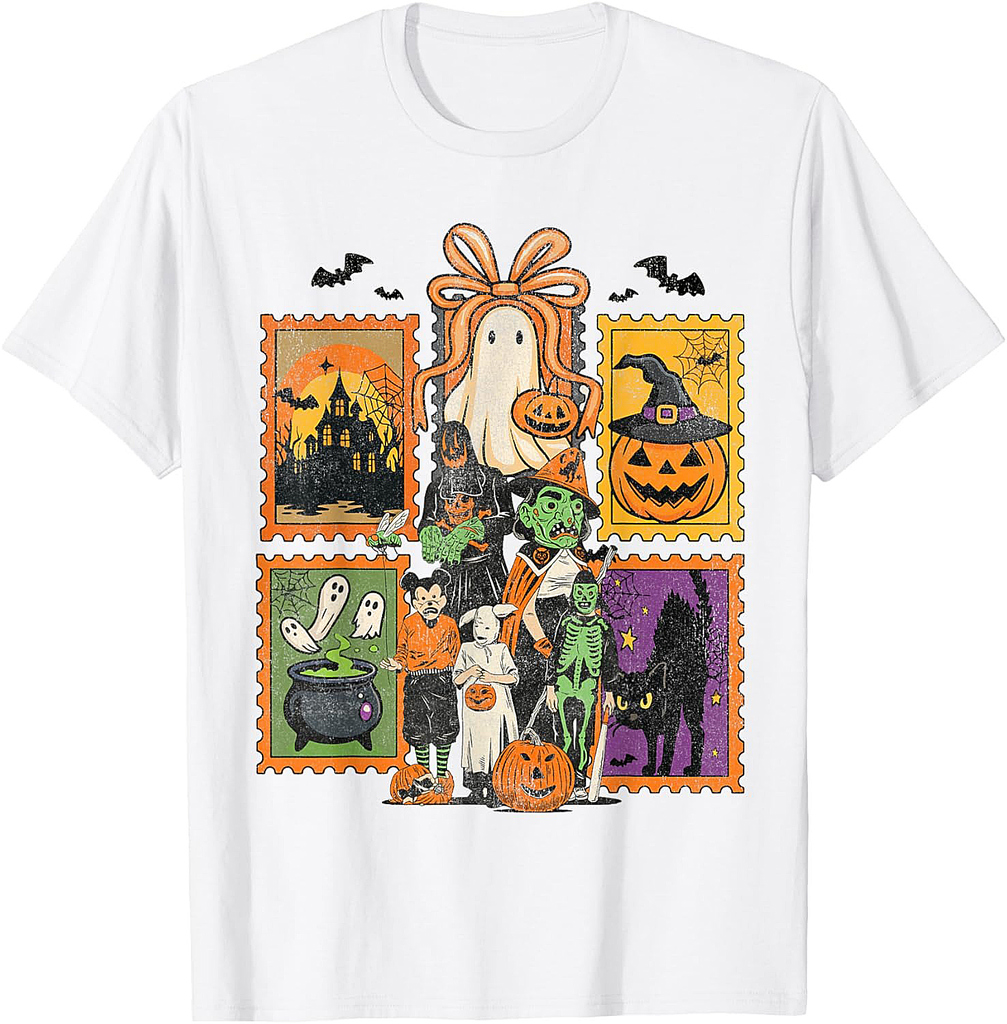 Spooky Vibes Tarot Halloween Ghost retro Pumpkin T-Shirt