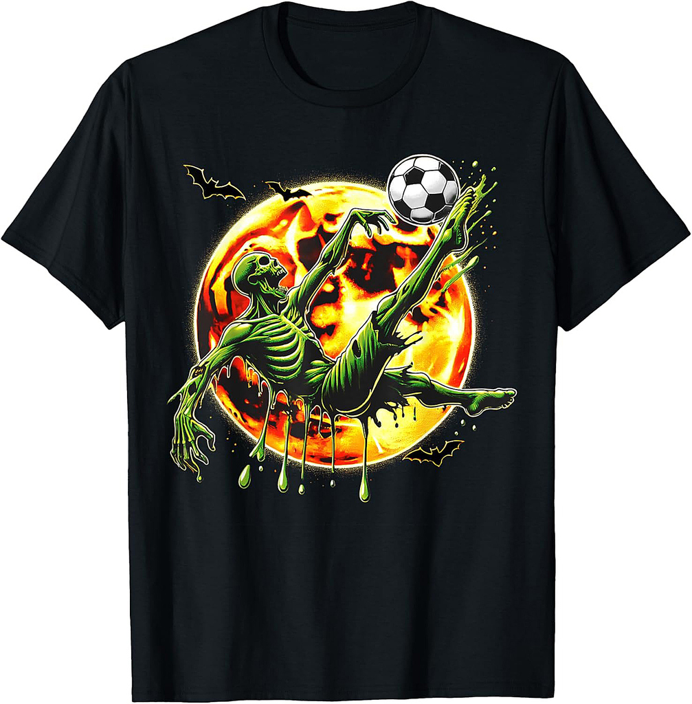 Spooky Zombie Playing Soccer, Halloween Costume Boys Girls T-Shirt