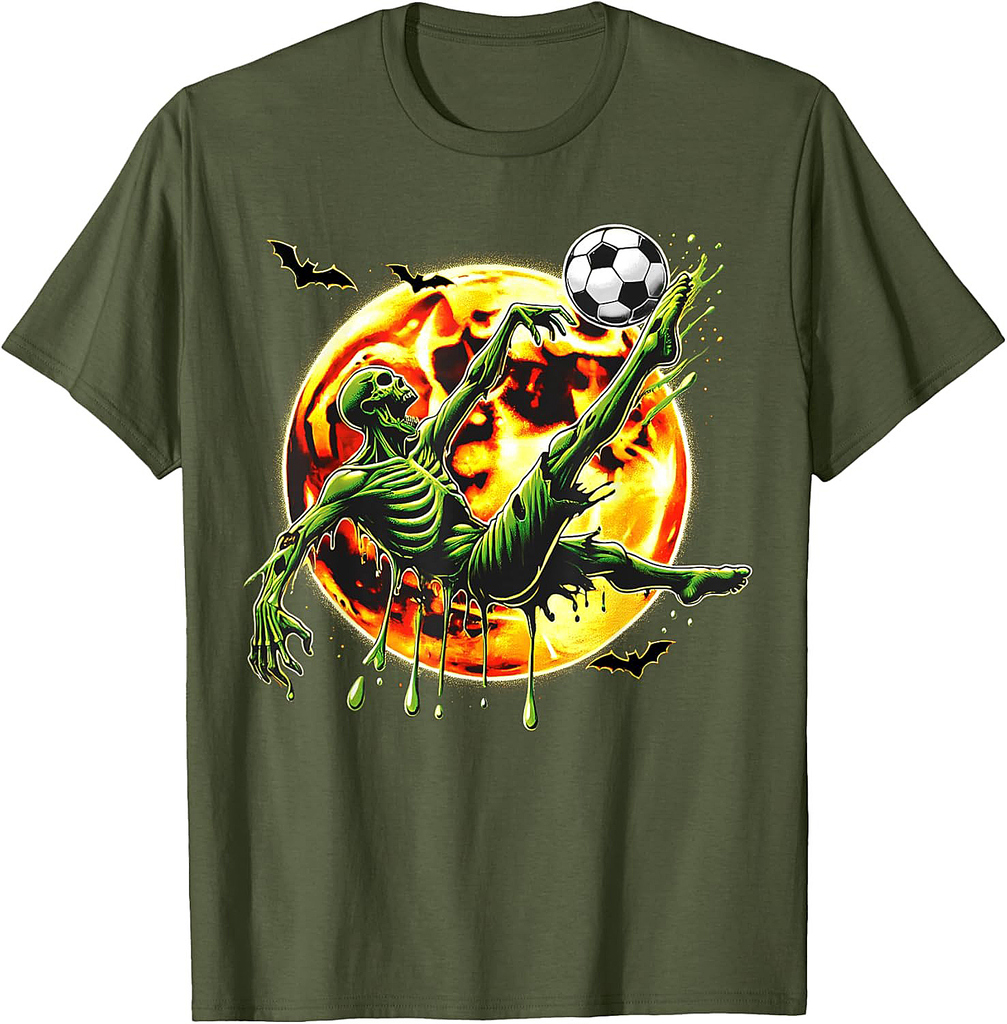 Spooky Zombie Playing Soccer, Halloween Costume Boys Girls T-Shirt