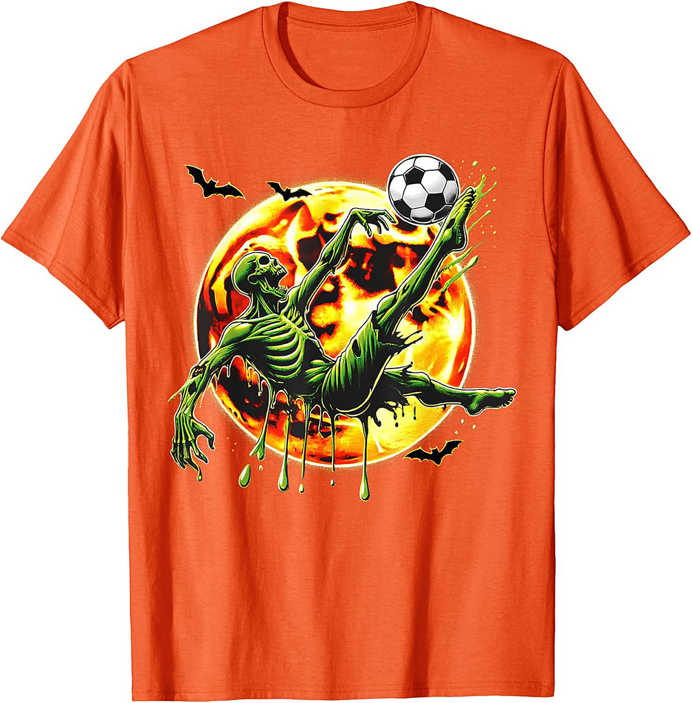 Spooky Zombie Playing Soccer, Halloween Costume Boys Girls T-Shirt