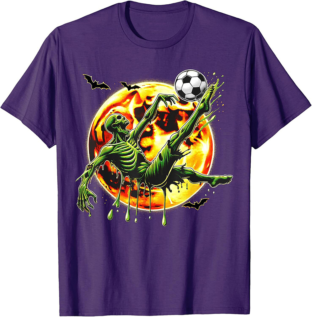 Spooky Zombie Playing Soccer, Halloween Costume Boys Girls T-Shirt
