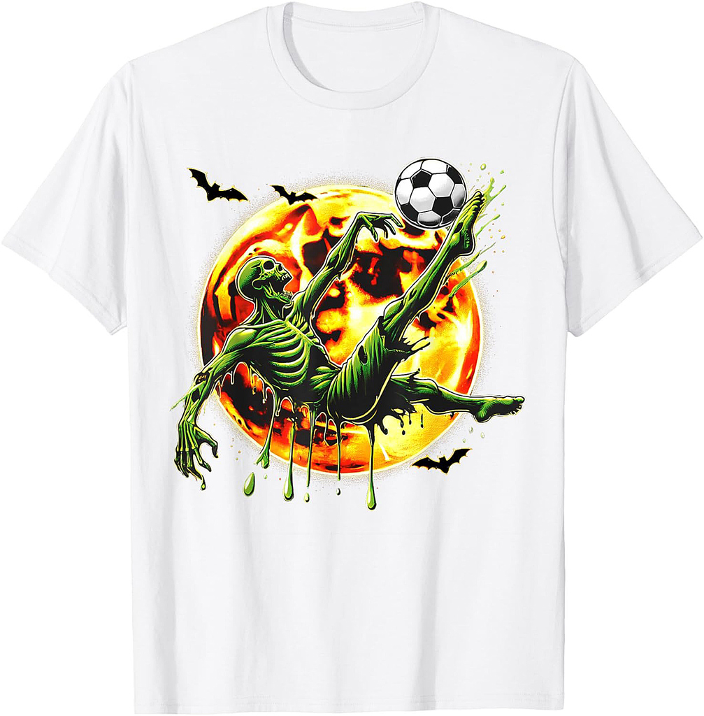 Spooky Zombie Playing Soccer, Halloween Costume Boys Girls T-Shirt