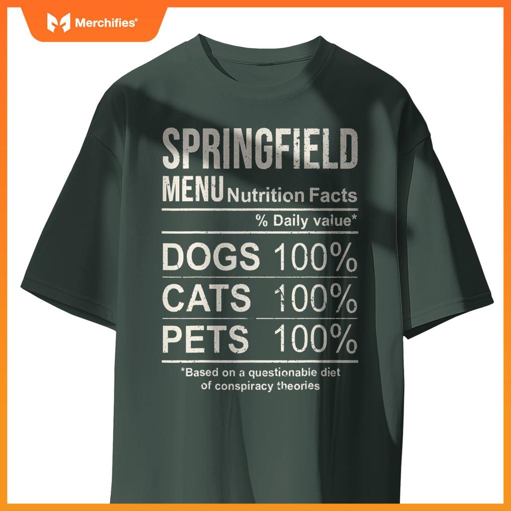 Springfield Menu Nutrition Facts Shirt Dogs Cats Pets Funny T-Shirt