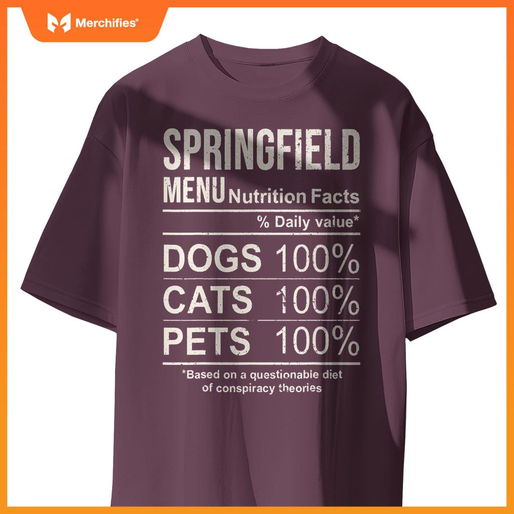 Springfield Menu Nutrition Facts Shirt Dogs Cats Pets Funny T-Shirt