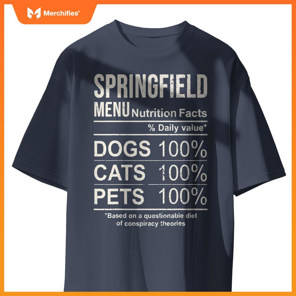 Springfield Menu Nutrition Facts Shirt Dogs Cats Pets Funny T-Shirt