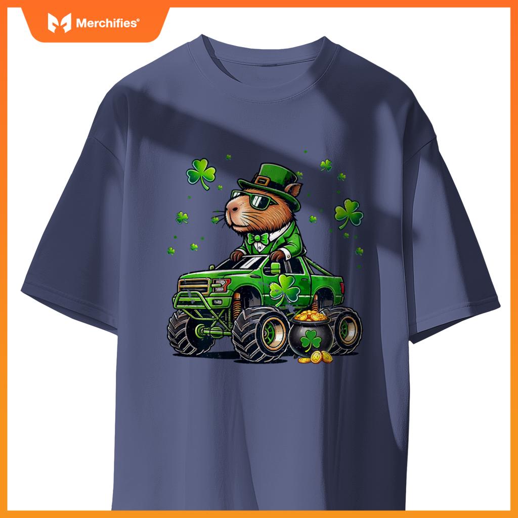 St Patricks Day Boys Toddler Rodent Capybara Monster Truck T-Shirt