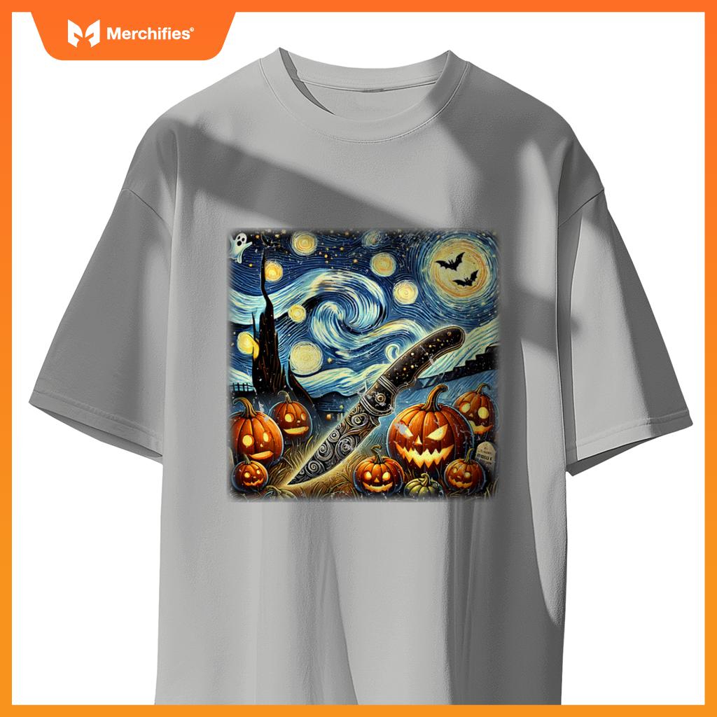 Starry Night Knife Chef Halloween T-Shirt