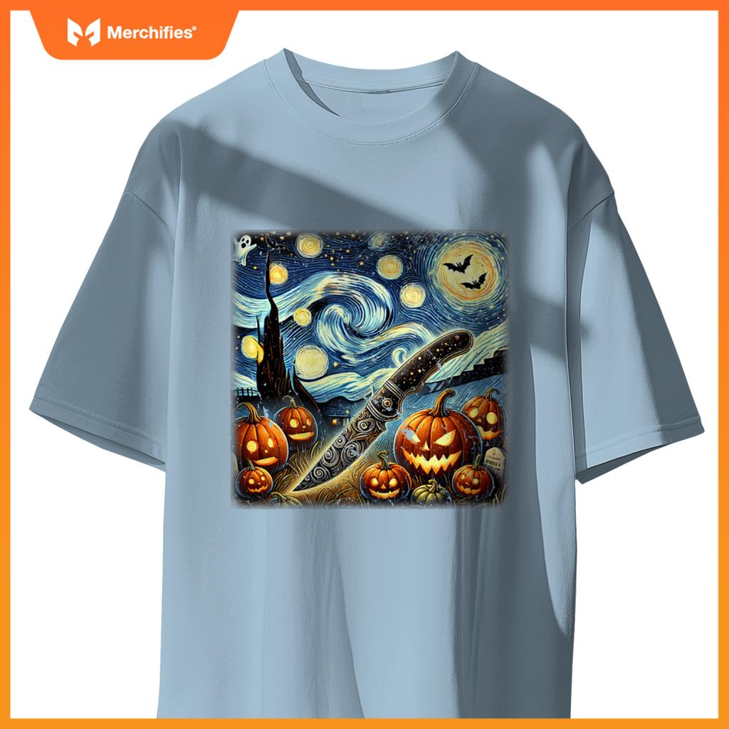Starry Night Knife Chef Halloween T-Shirt