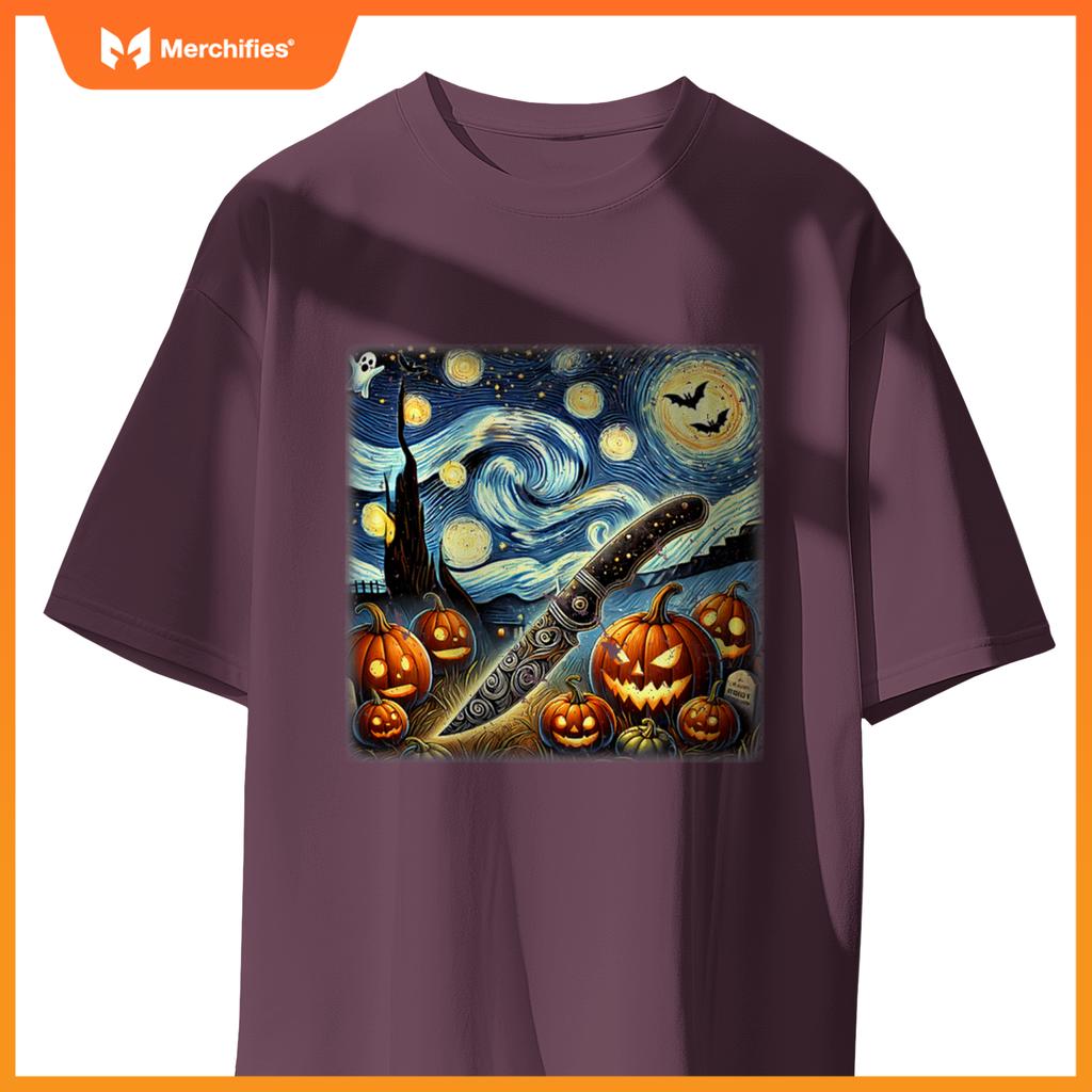 Starry Night Knife Chef Halloween T-Shirt