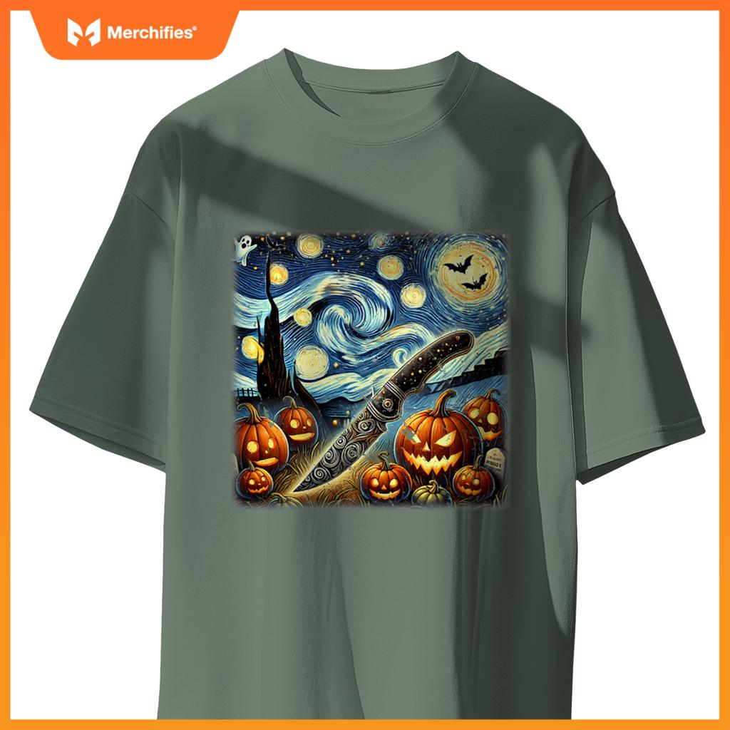 Starry Night Knife Chef Halloween T-Shirt