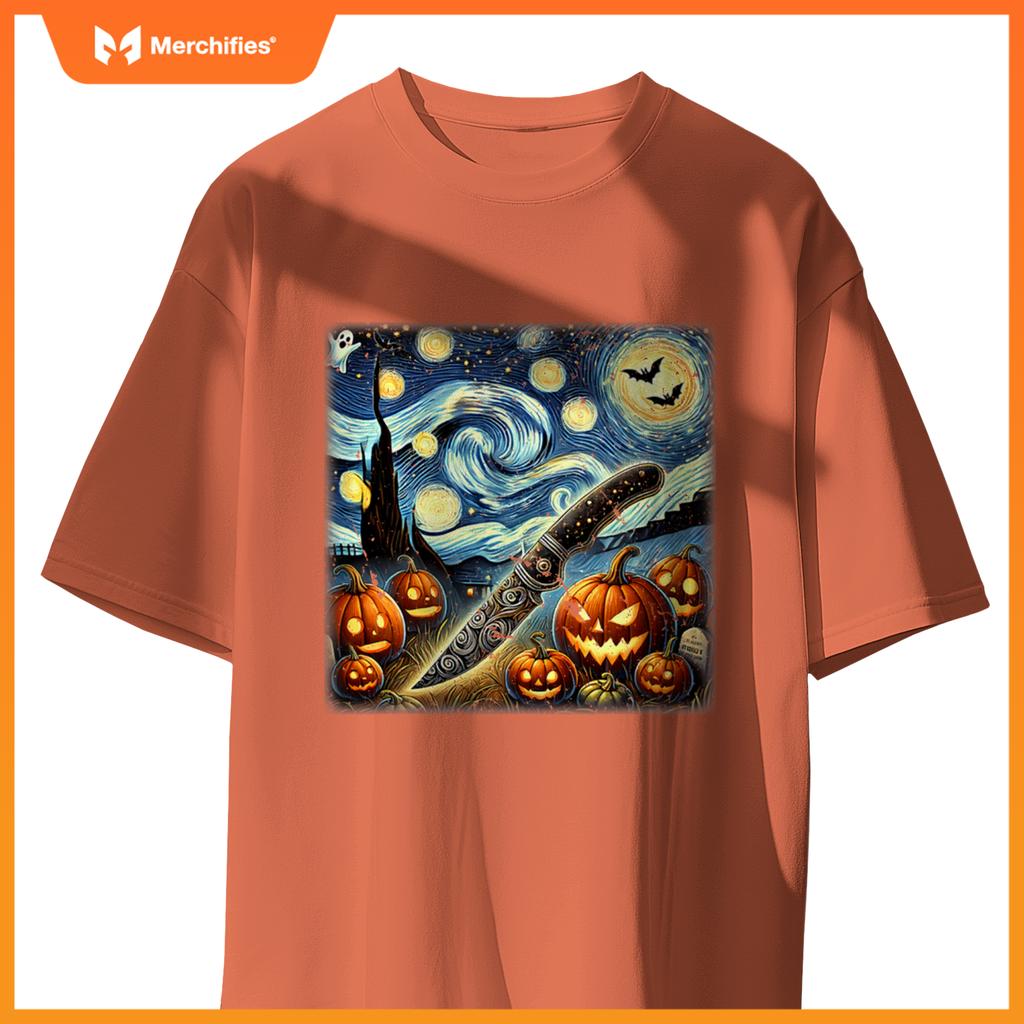 Starry Night Knife Chef Halloween T-Shirt