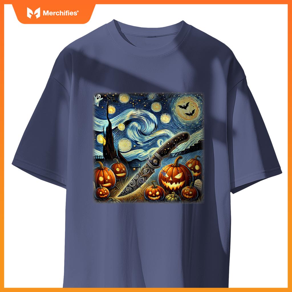 Starry Night Knife Chef Halloween T-Shirt