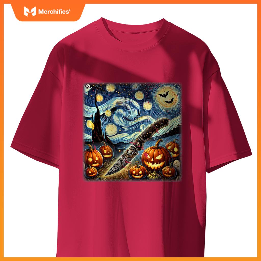 Starry Night Knife Chef Halloween T-Shirt