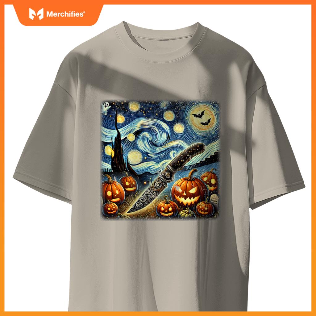 Starry Night Knife Chef Halloween T-Shirt