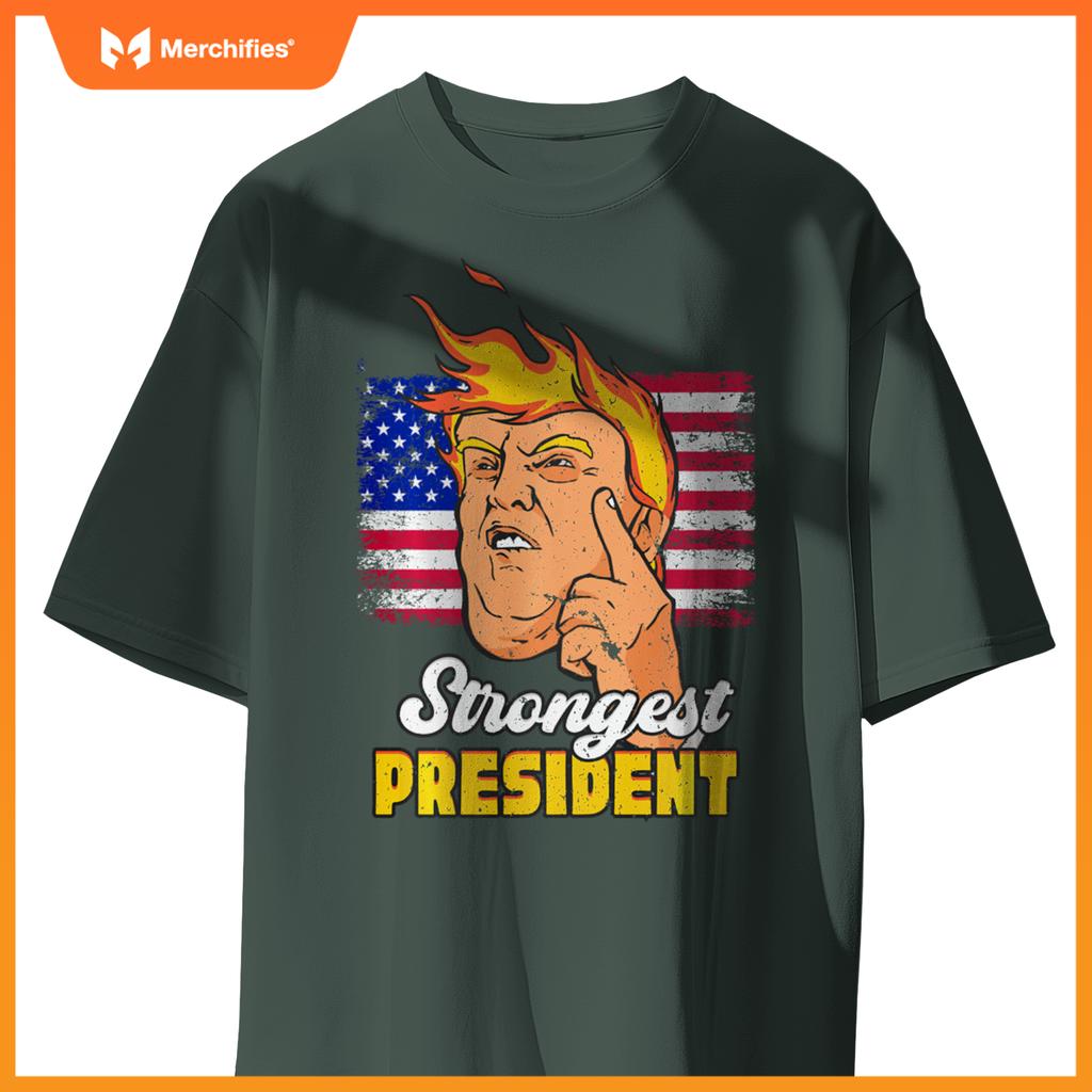 Strongest President Trump 2024 Patriotic Political T-Shirt