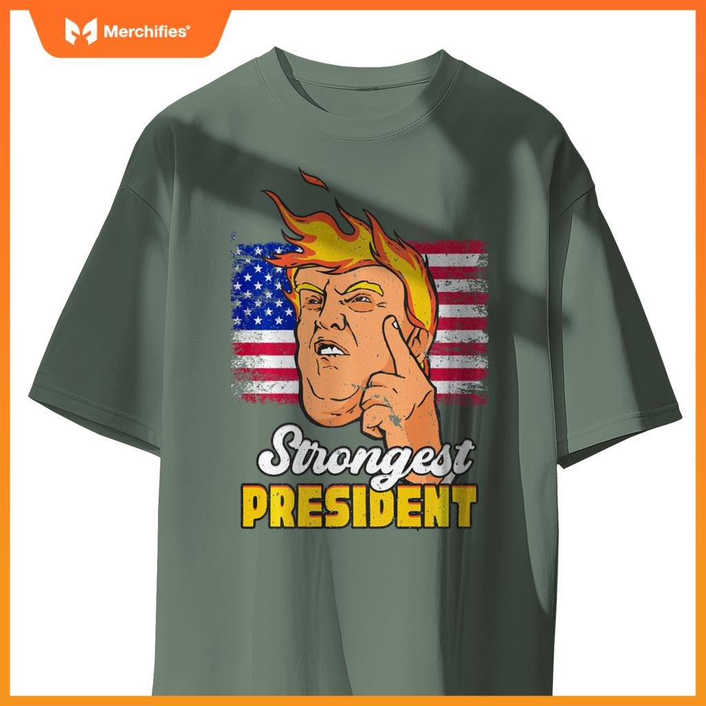 Strongest President Trump 2024 Patriotic Political T-Shirt