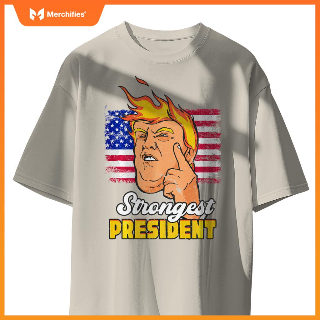 Strongest President Trump 2024 Patriotic Political T-Shirt