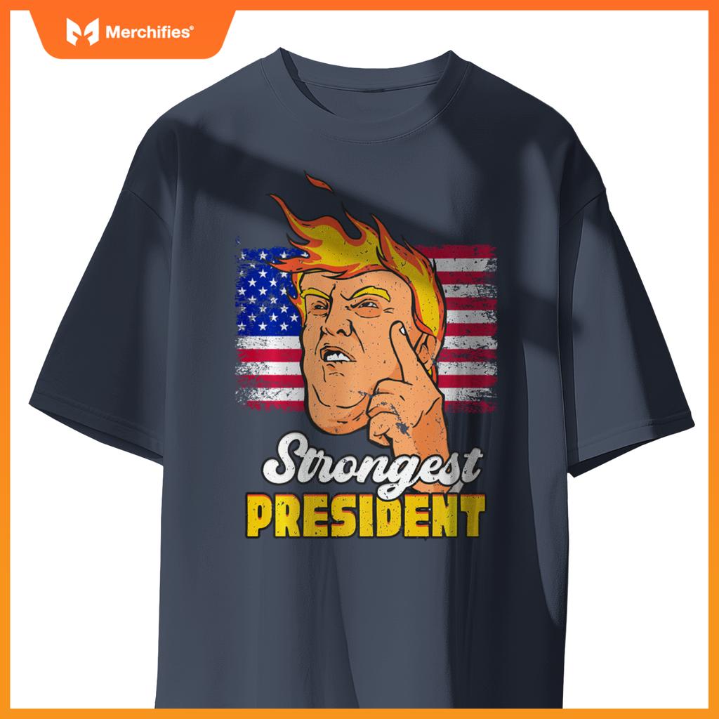 Strongest President Trump 2024 Patriotic Political T-Shirt