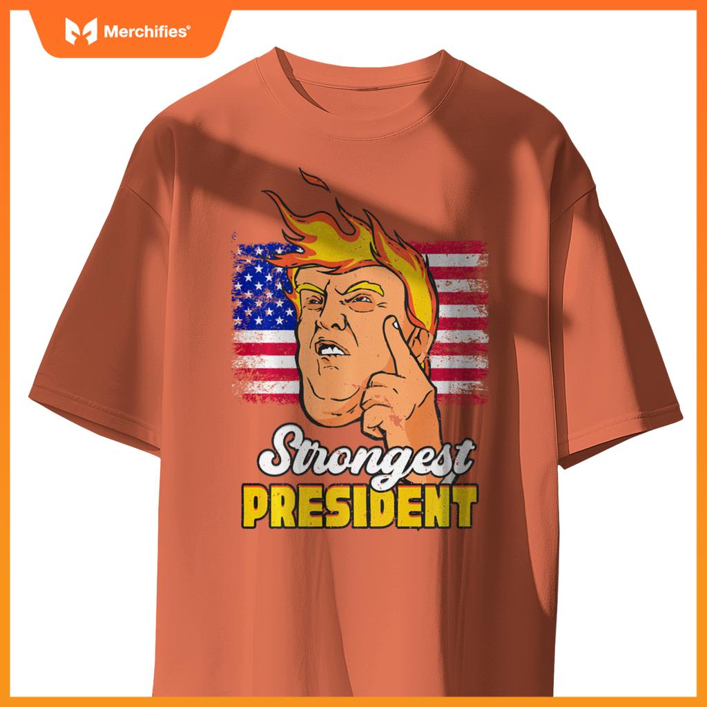 Strongest President Trump 2024 Patriotic Political T-Shirt