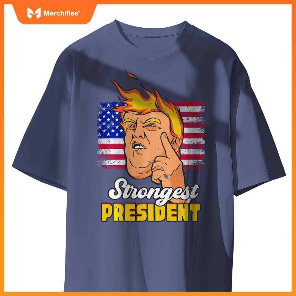 Strongest President Trump 2024 Patriotic Political T-Shirt