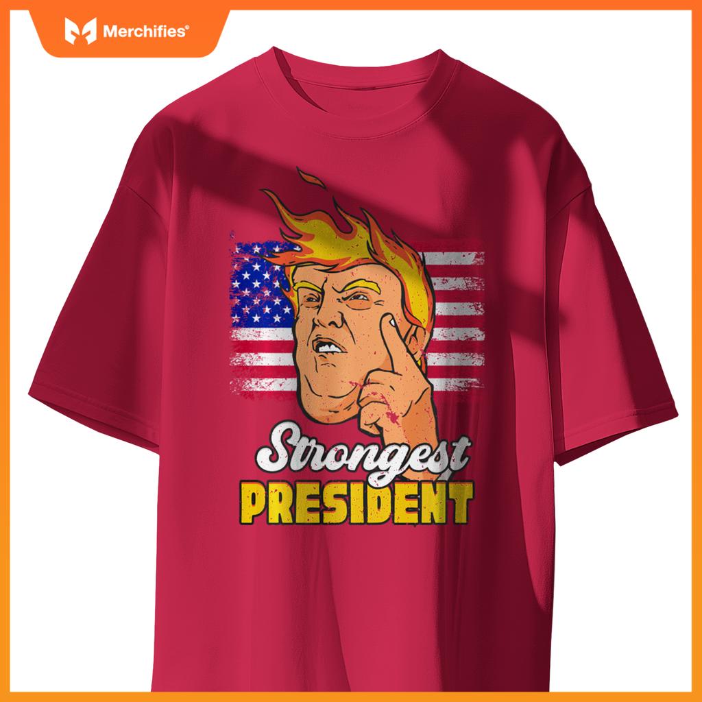 Strongest President Trump 2024 Patriotic Political T-Shirt