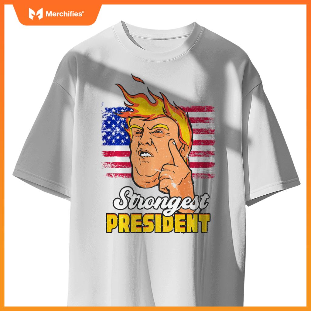 Strongest President Trump 2024 Patriotic Political T-Shirt