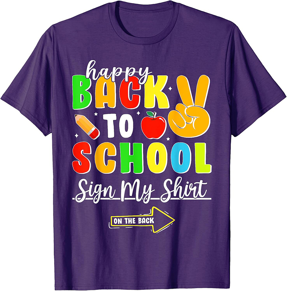 Student Signature Boys Teachers Happy Back To School Sign My T-Shirt