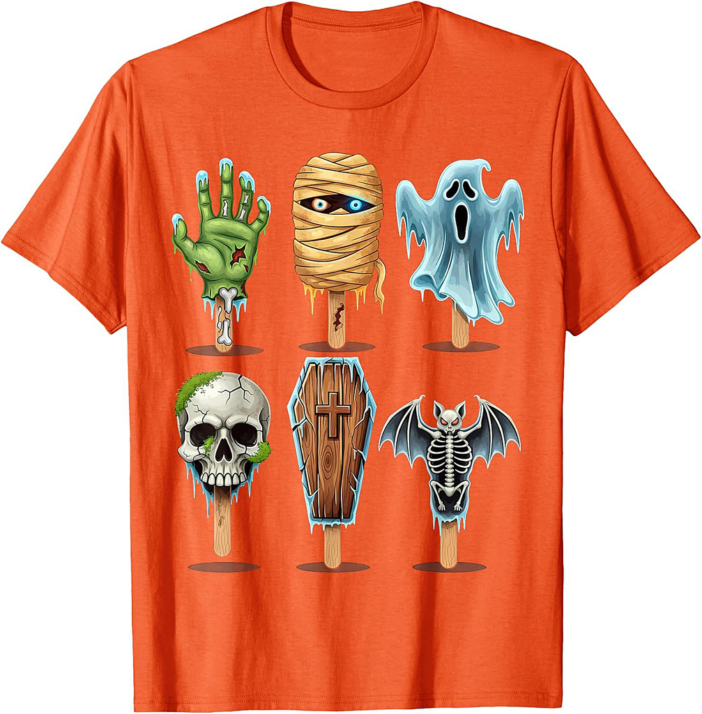 Summerween Horror Movies Summer Popsicle Halloween Ice Cream T-Shirt