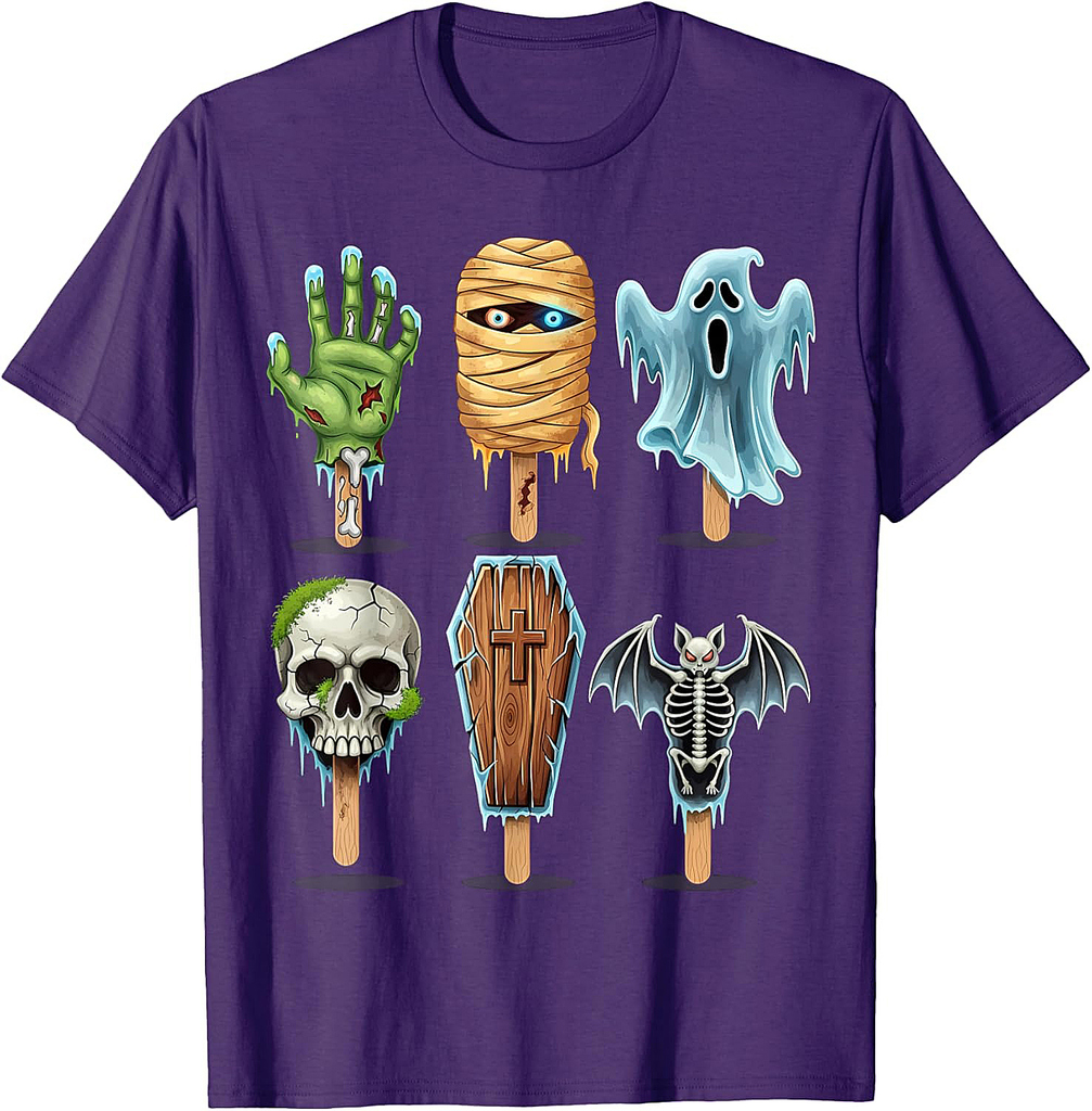 Summerween Horror Movies Summer Popsicle Halloween Ice Cream T-Shirt