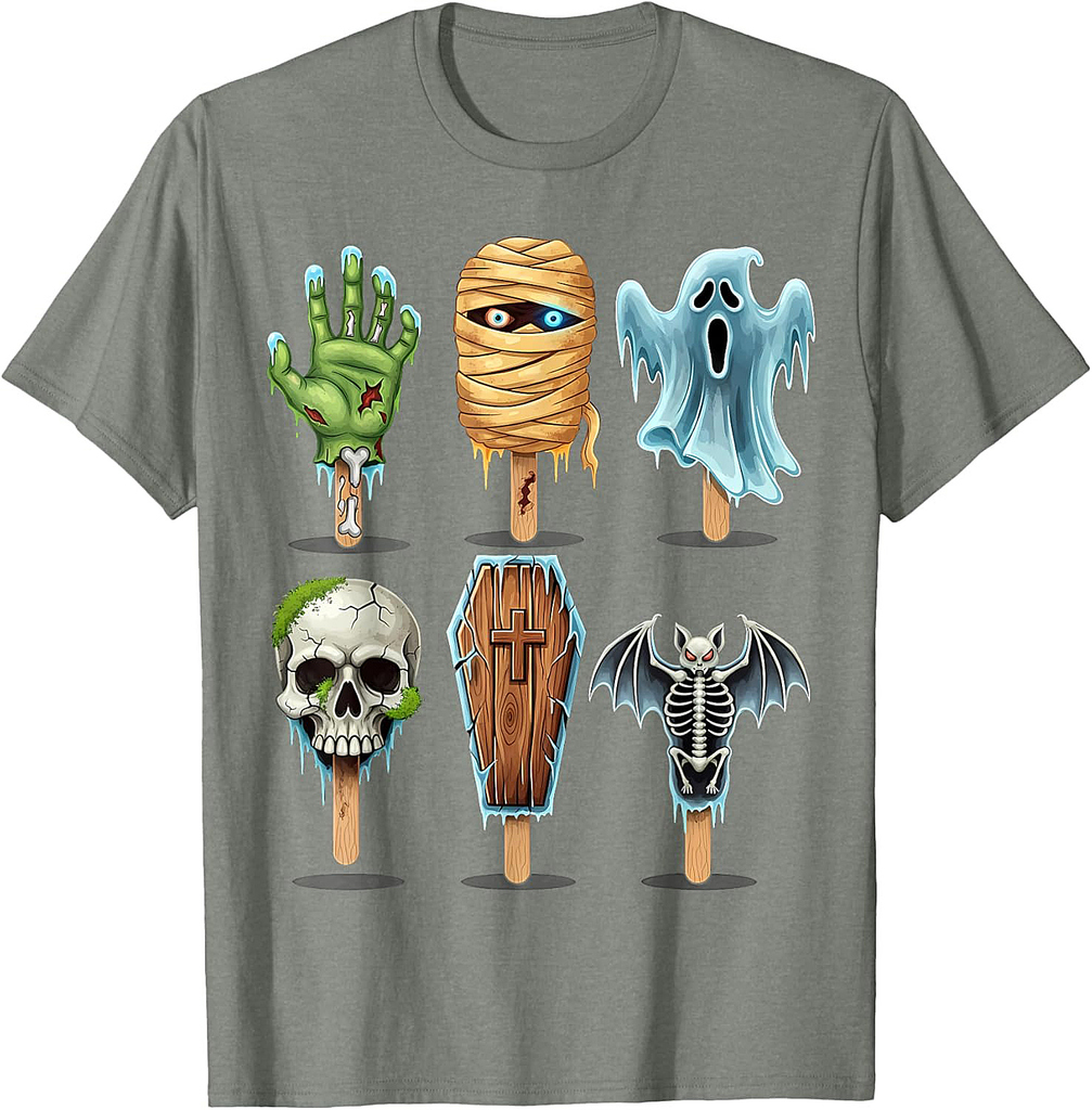 Summerween Horror Movies Summer Popsicle Halloween Ice Cream T-Shirt