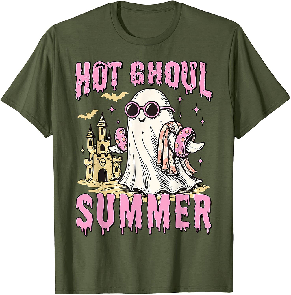 Summerween Hot Ghoul Summer Funny Cute Ghost Pool Halloween T-Shirt