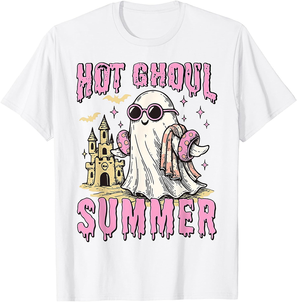 Summerween Hot Ghoul Summer Funny Cute Ghost Pool Halloween T-Shirt