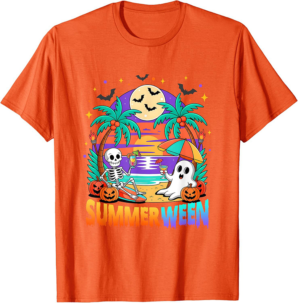 Summerween Summer Skeleton Party Halloween Vibes Vacation T-Shirt