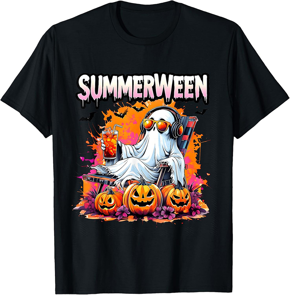 Summerween Vibes Summer Halloween Holiday Beach Spooky T-Shirt