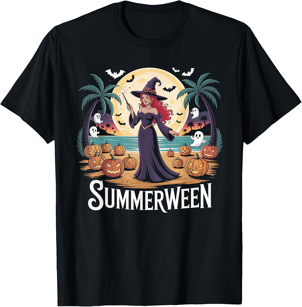 Summerween Witchy Beach Fun Halloween Spooky Tropical T-Shirt