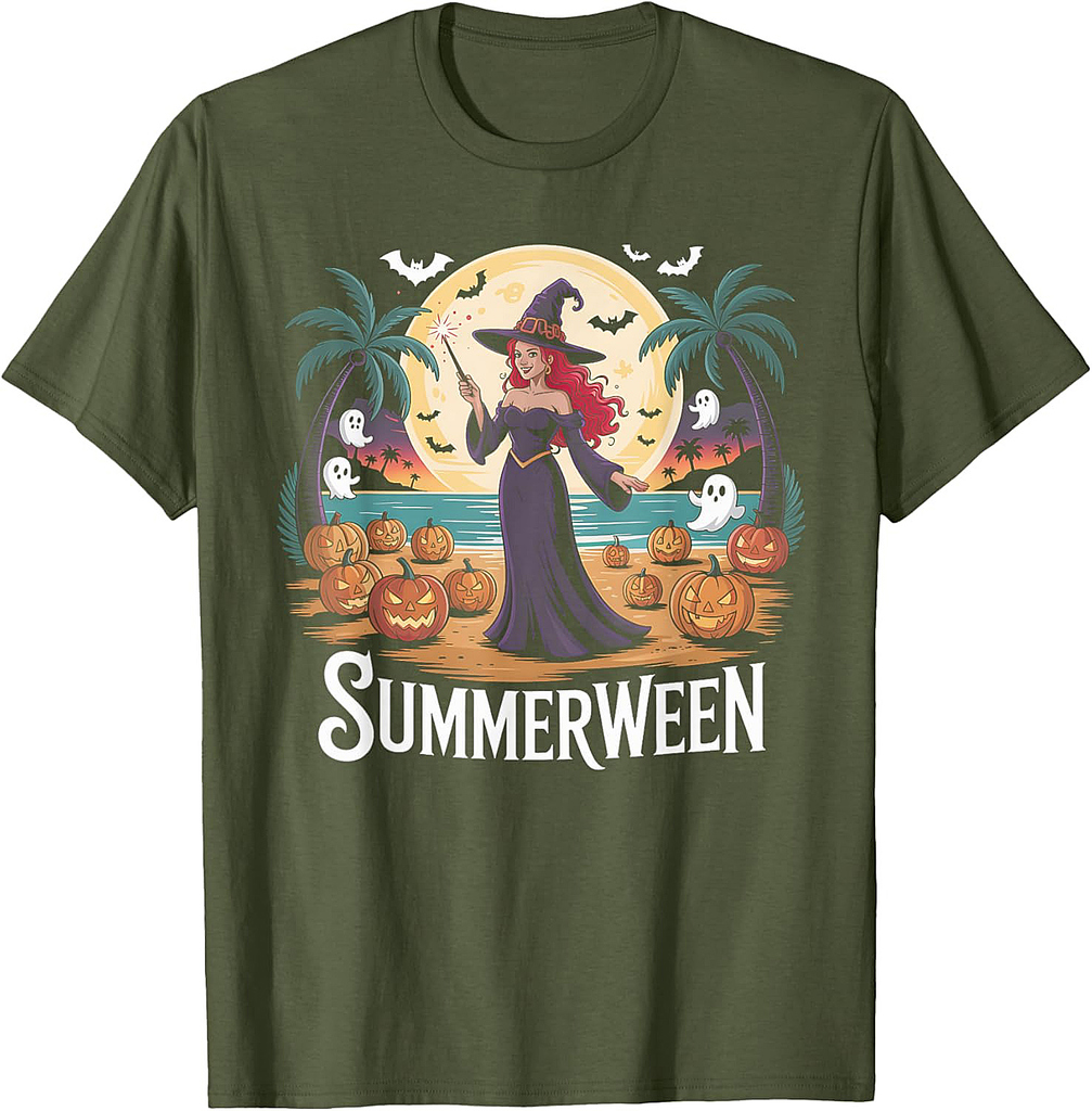 Summerween Witchy Beach Fun Halloween Spooky Tropical T-Shirt