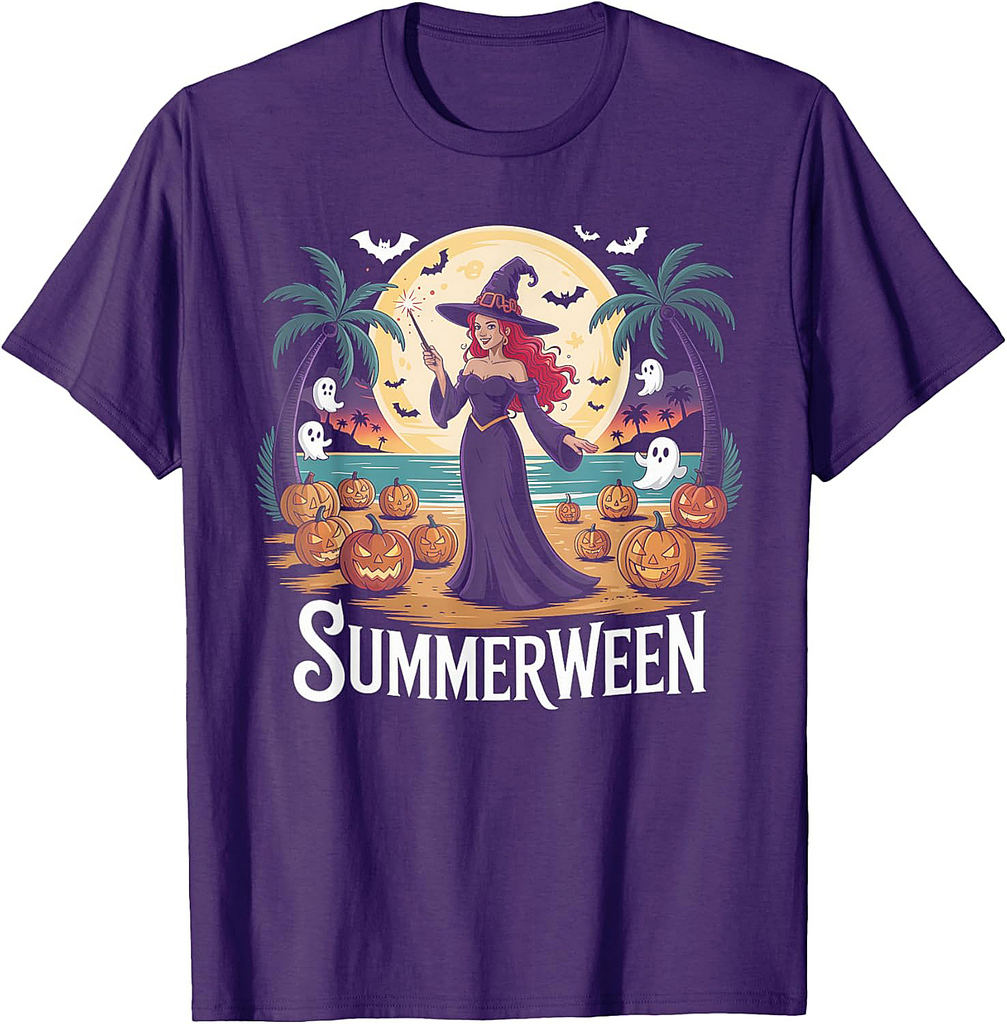 Summerween Witchy Beach Fun Halloween Spooky Tropical T-Shirt