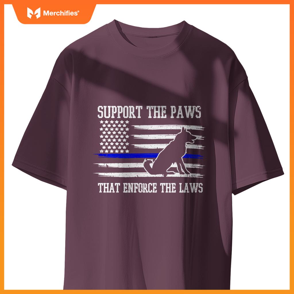 Support The Paws Law Enforcement Police Dog T-Shirt