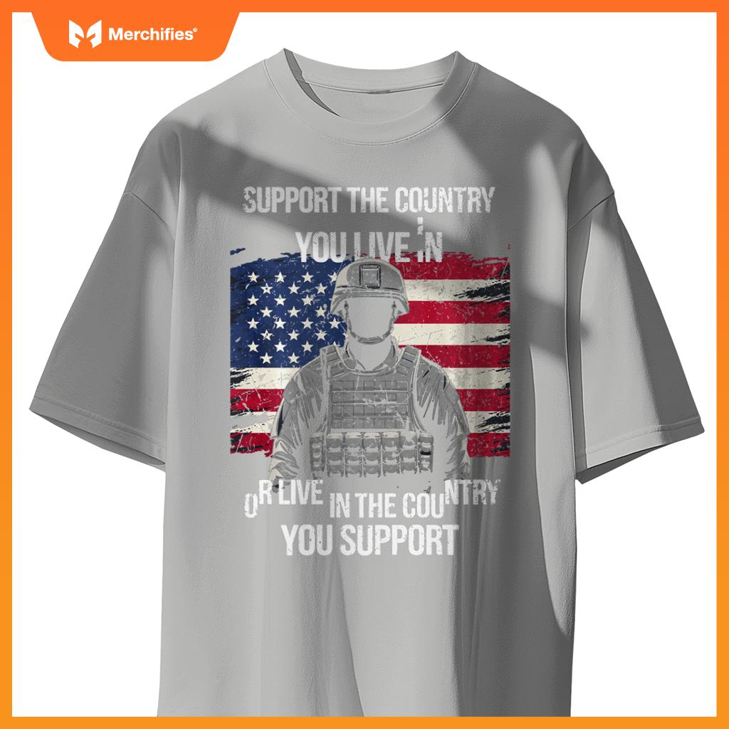 Support Your Country Patriotic Soldier USA Flag Soldier T-Shirt