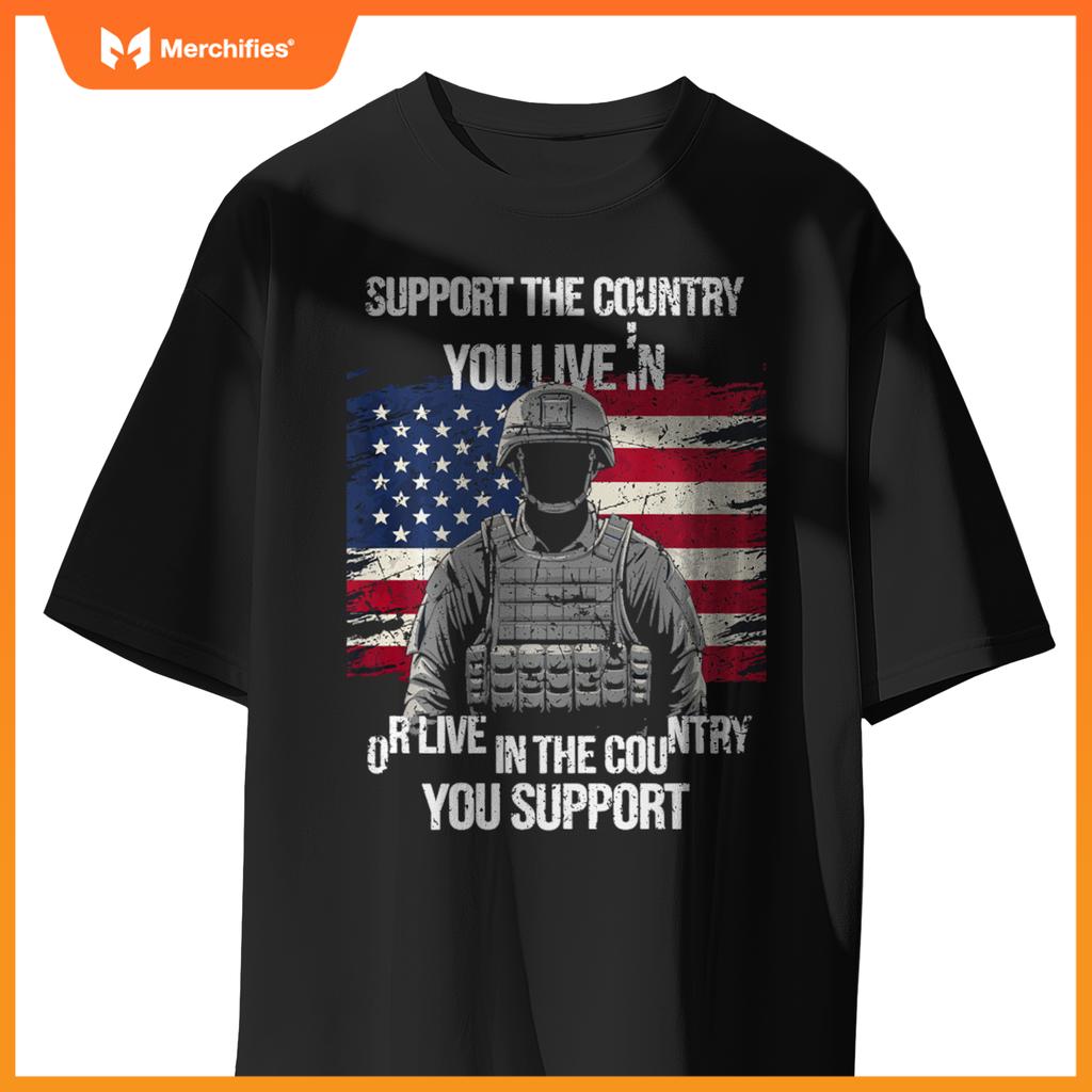 Support Your Country Patriotic Soldier USA Flag Soldier T-Shirt