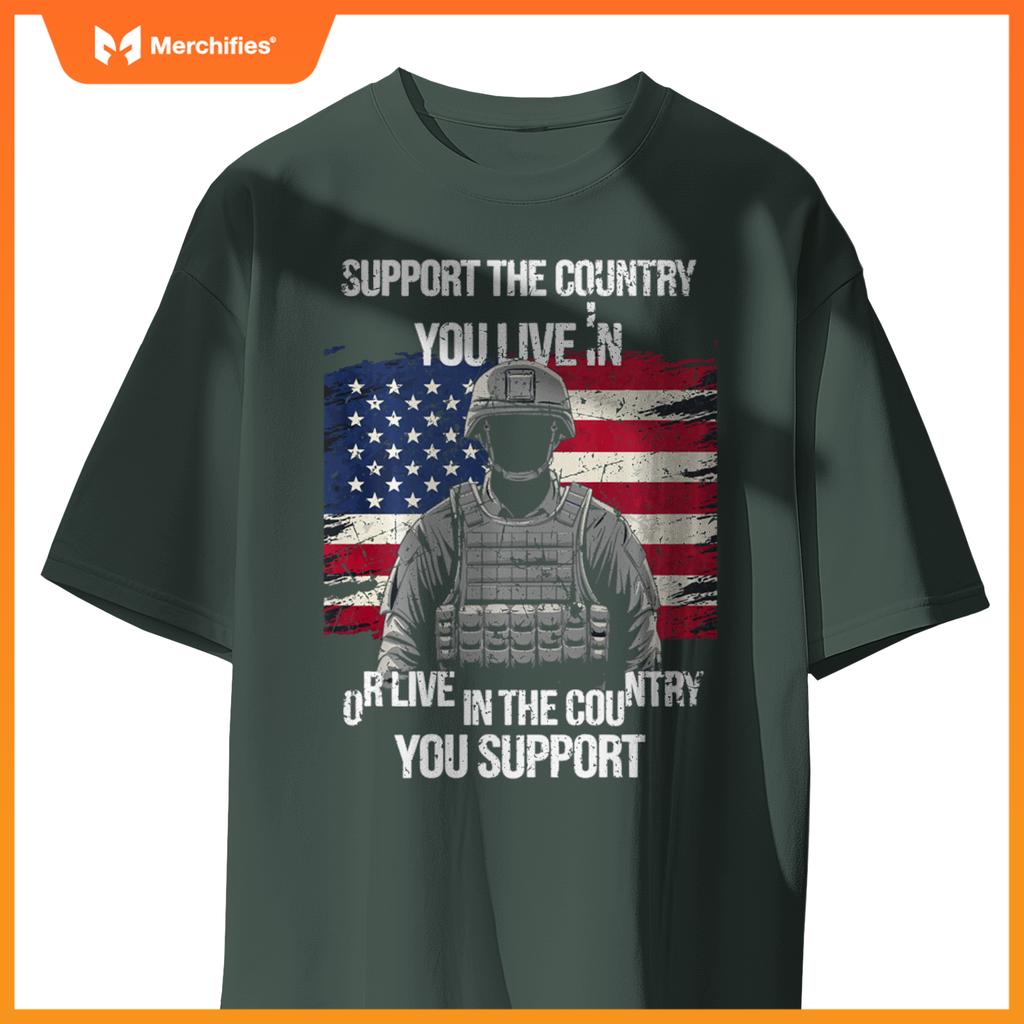 Support Your Country Patriotic Soldier USA Flag Soldier T-Shirt