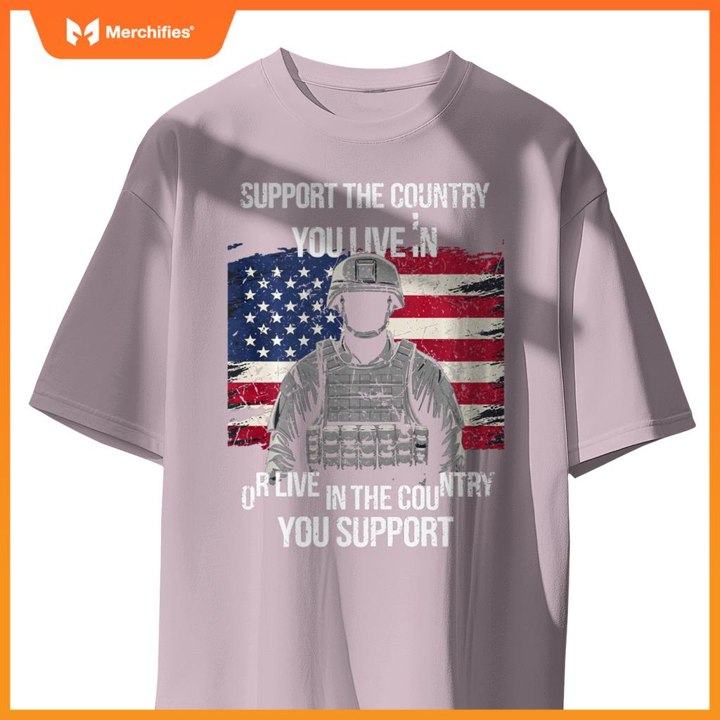 Support Your Country Patriotic Soldier USA Flag Soldier T-Shirt