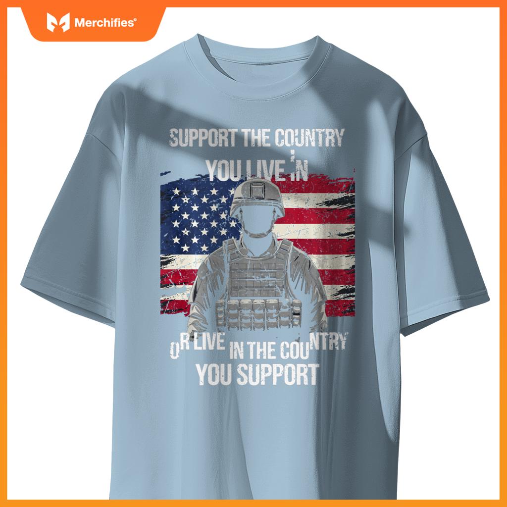 Support Your Country Patriotic Soldier USA Flag Soldier T-Shirt